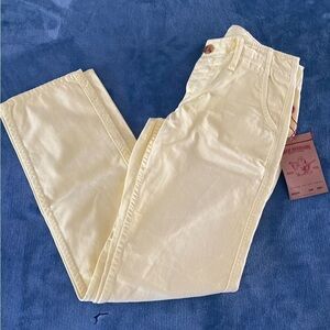 TRUE RELIGION WOMEN'S JORDAN YELLOW BOYFRIEND PANTS SZ 24